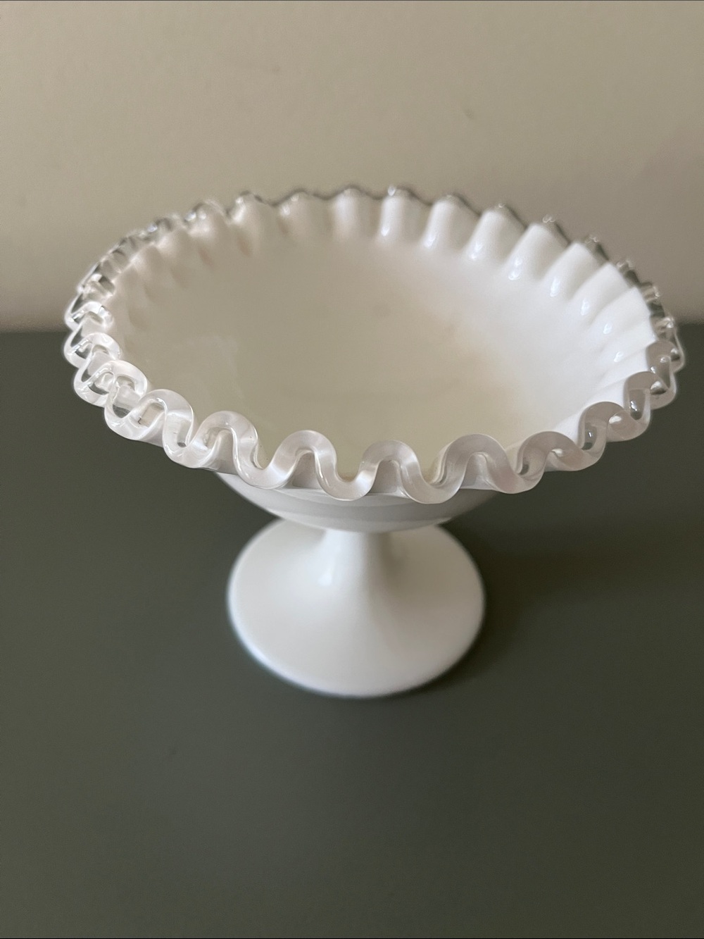 Vintage Fenton Silver Crest Milk Glasses Compote or Candy Dish - Picture 2 of 6